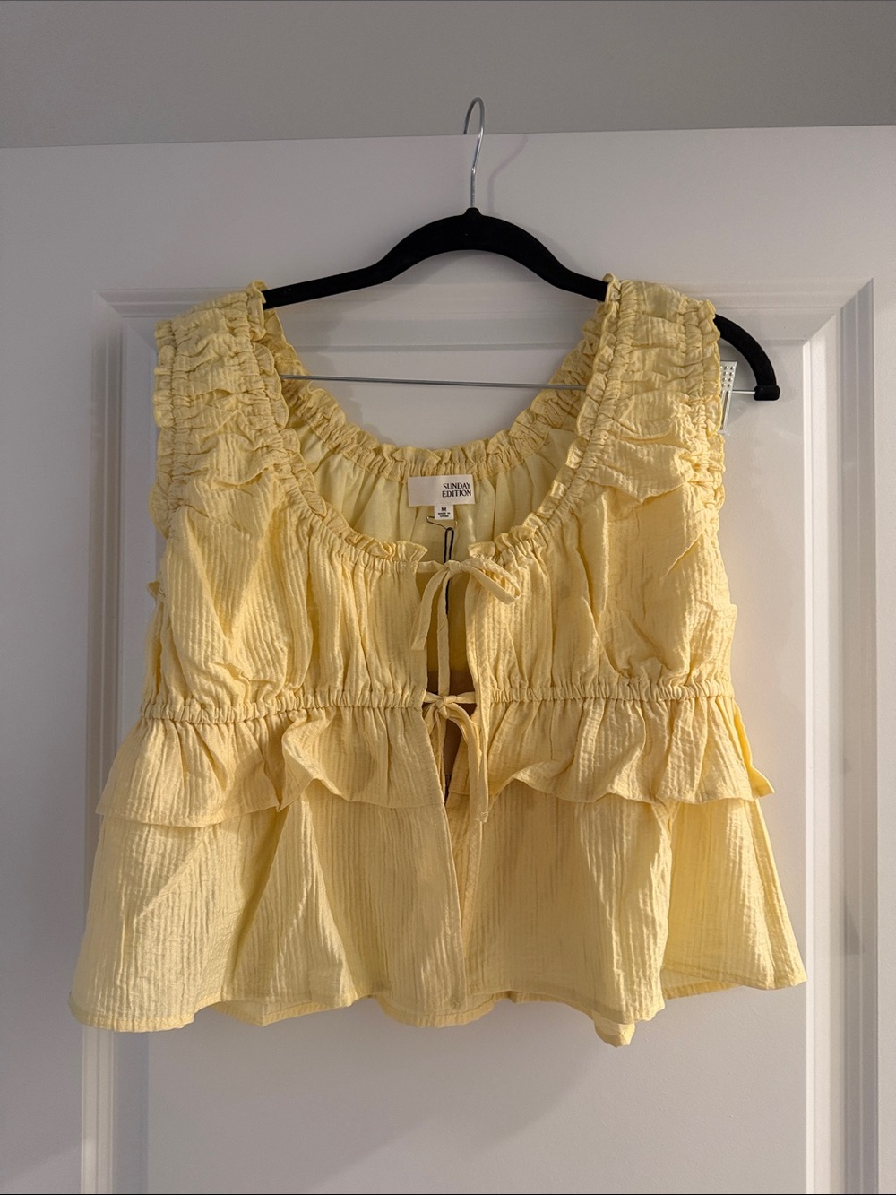 Sunday Best Yellow Ruffle Tie-Front Camisole